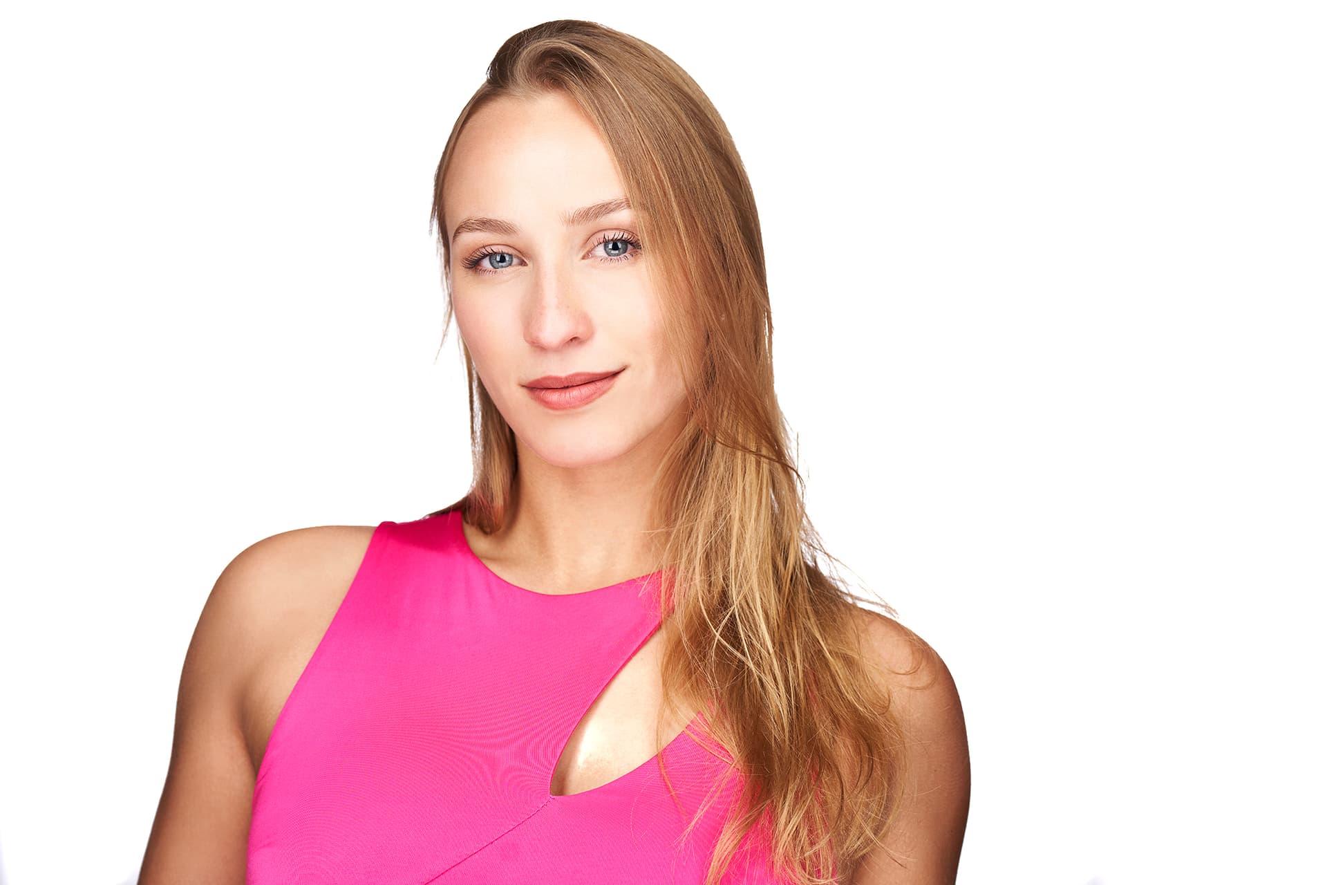 Fiona Whitson theatrical headshot with bold expression - Los Angeles actress